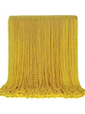 100PCS Orange Mardi Gras Bead Necklaces 33" Halloween Party Favor Beads-Gold